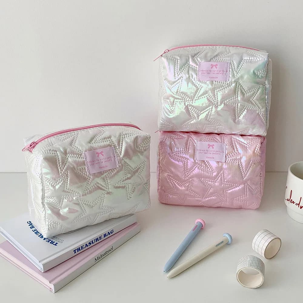 Fashionable Korean Square Star Make-up Bag Portable Travel Makeup Bag for Outdoors Wash Bag Birthday Gifts for Girls