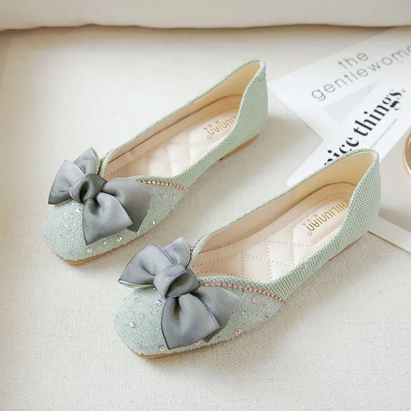 Nuove scarpe basse taglie forti da donna Mocassini primaverili con punta tonda dolce Bowknot Scarpe da barca comode slip-on per ragazza