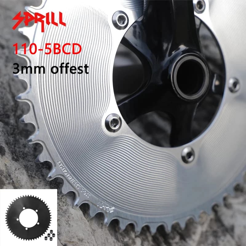 PASS QUEST SPRILL Corona per bici - Offset da 3 mm 110BCD 5 bulloni rotondi Aero denti larghi e stretti per componenti di biciclette MTB/cicatola