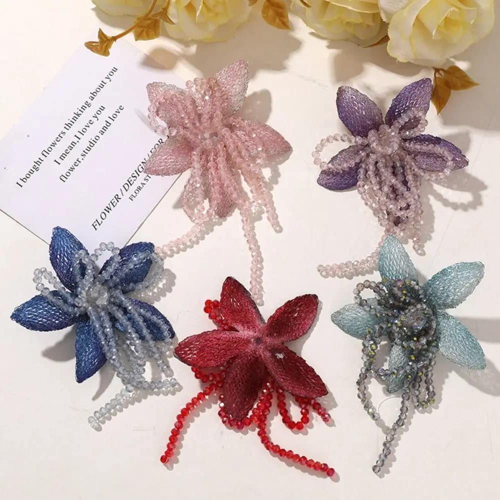 Fashion Crystal Beads DIY Sewing Decals Multi-layer Tassel Studded Patch Handmade Y2K Crystal Patch Corsage Accessory