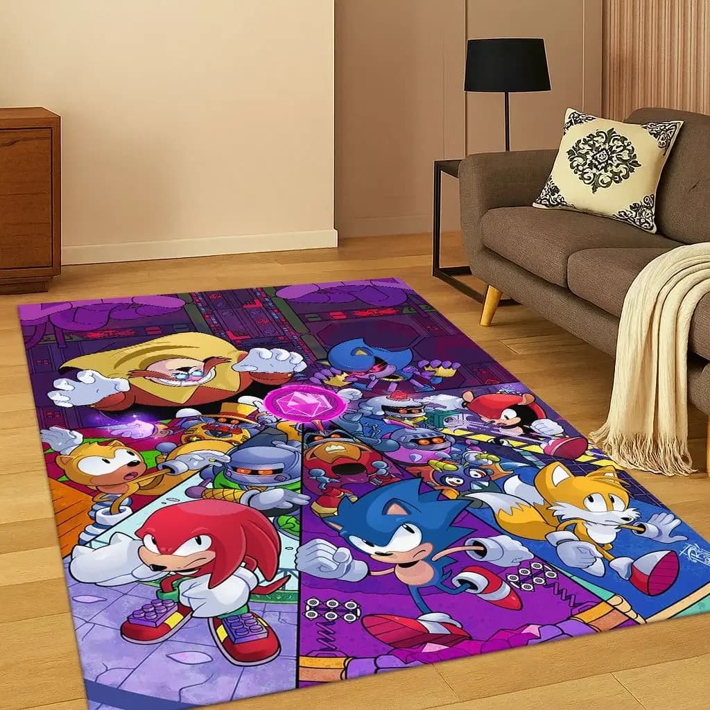Classic S-Sonic Game Cartoon Hedgehog Carpet Rug for Bedroom Living Room Sofa Home Decor,kids Area Rug Non-slip Floor Mat Gift