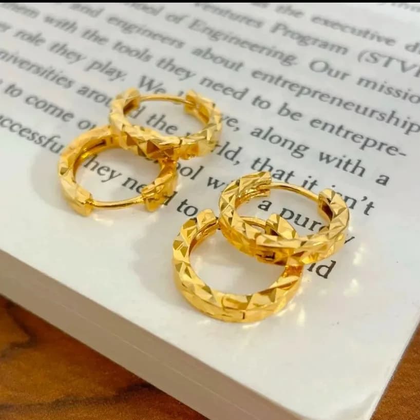 Luxury 24K 9999 Pure Gold real gold Women's sparkling earrings niche light luxury earrings