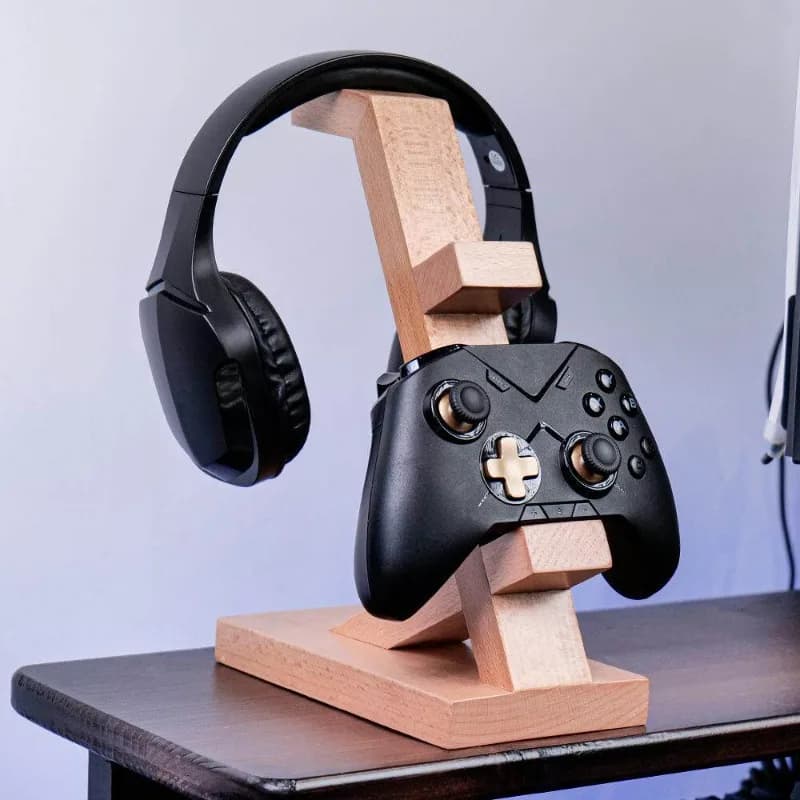 Supporto per Cuffie in Legno Massello da Scrivania, Porta Cuffie Creativo Personalizzabile, Supporto per Cuffie da Gaming