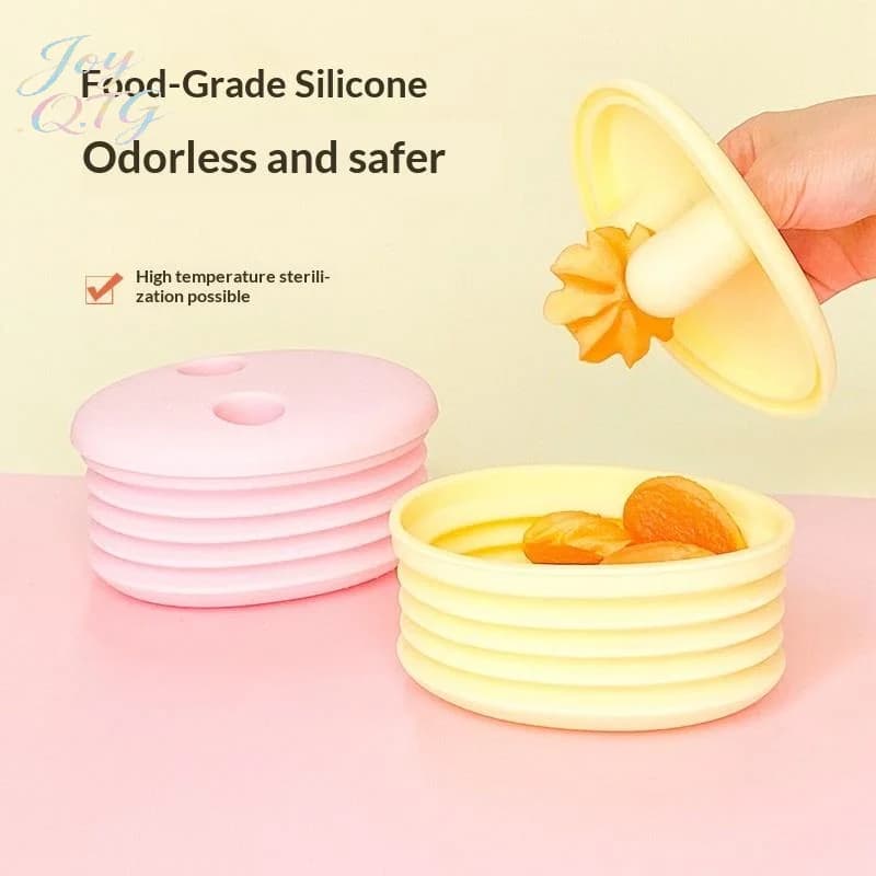 Nuovo Contenitore per Snack in Silicone Antisporco con Coperchio, Pieghevole, per Noci, Frutta, Caramelle e Frutta Secca