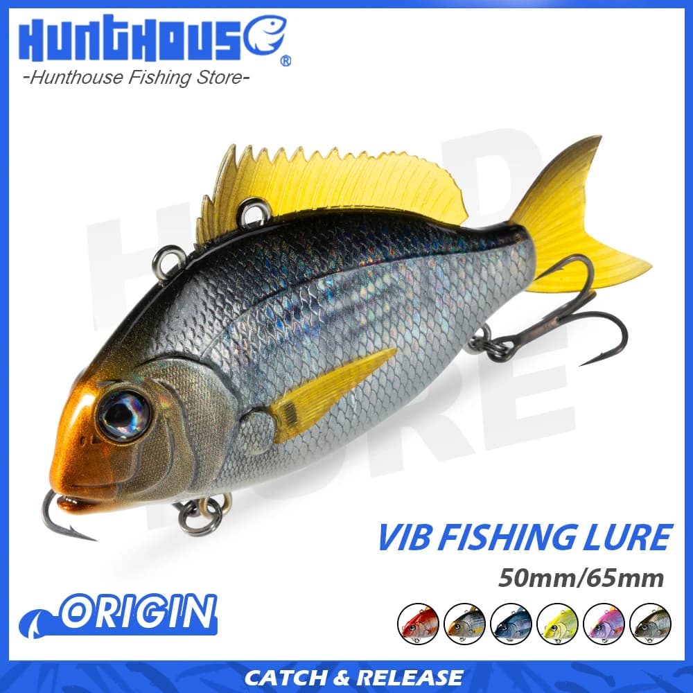 Hunthouse Inverno VIB Richiamo di Pesca Affondamento Lento Esca Dura 50mm/11g 65mm/24g Vibrazione Lunga Colata Per Bass Pike Fish Tackle