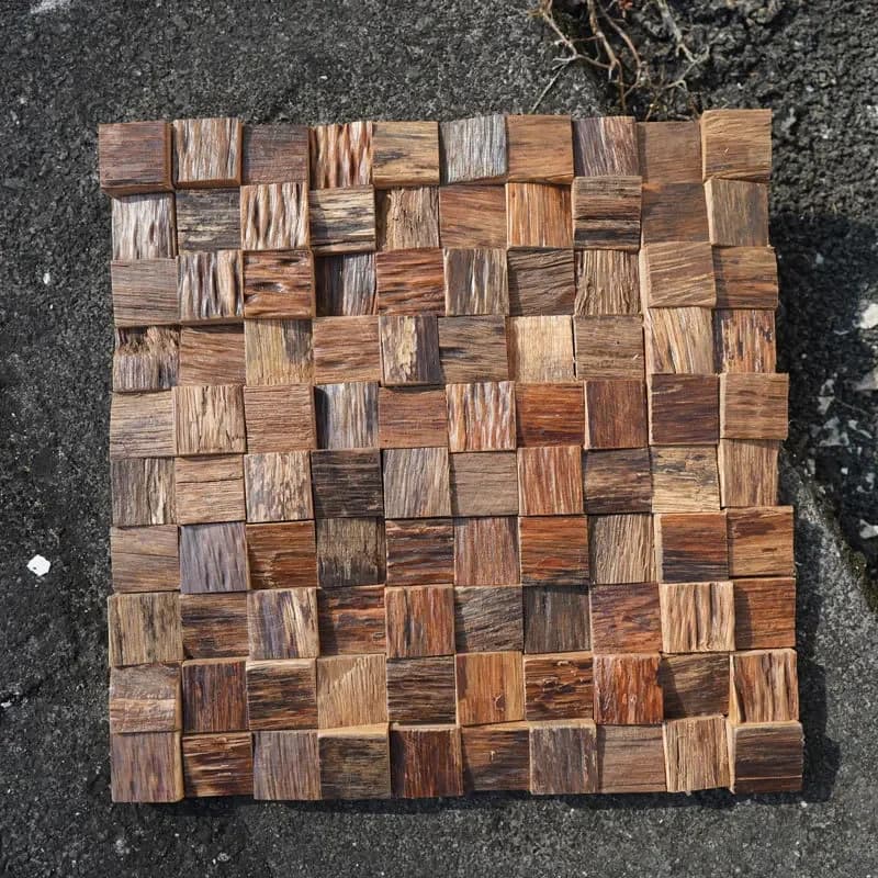 Solid wood mosaic small square TV background wall entrance three-dimensional diffusion sound absorption invisible door wall