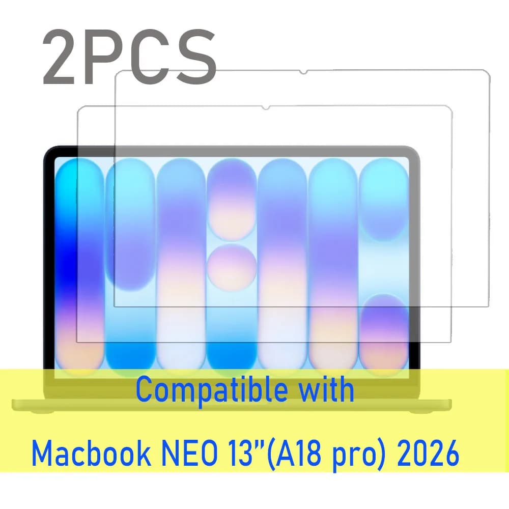 Confezione da 2 pellicole protettive in vetro temperato per Macbook NEO 13'' versione 2026 PRO 18 notebook 13 pollici 9H Pellicola protettiva antigraffio