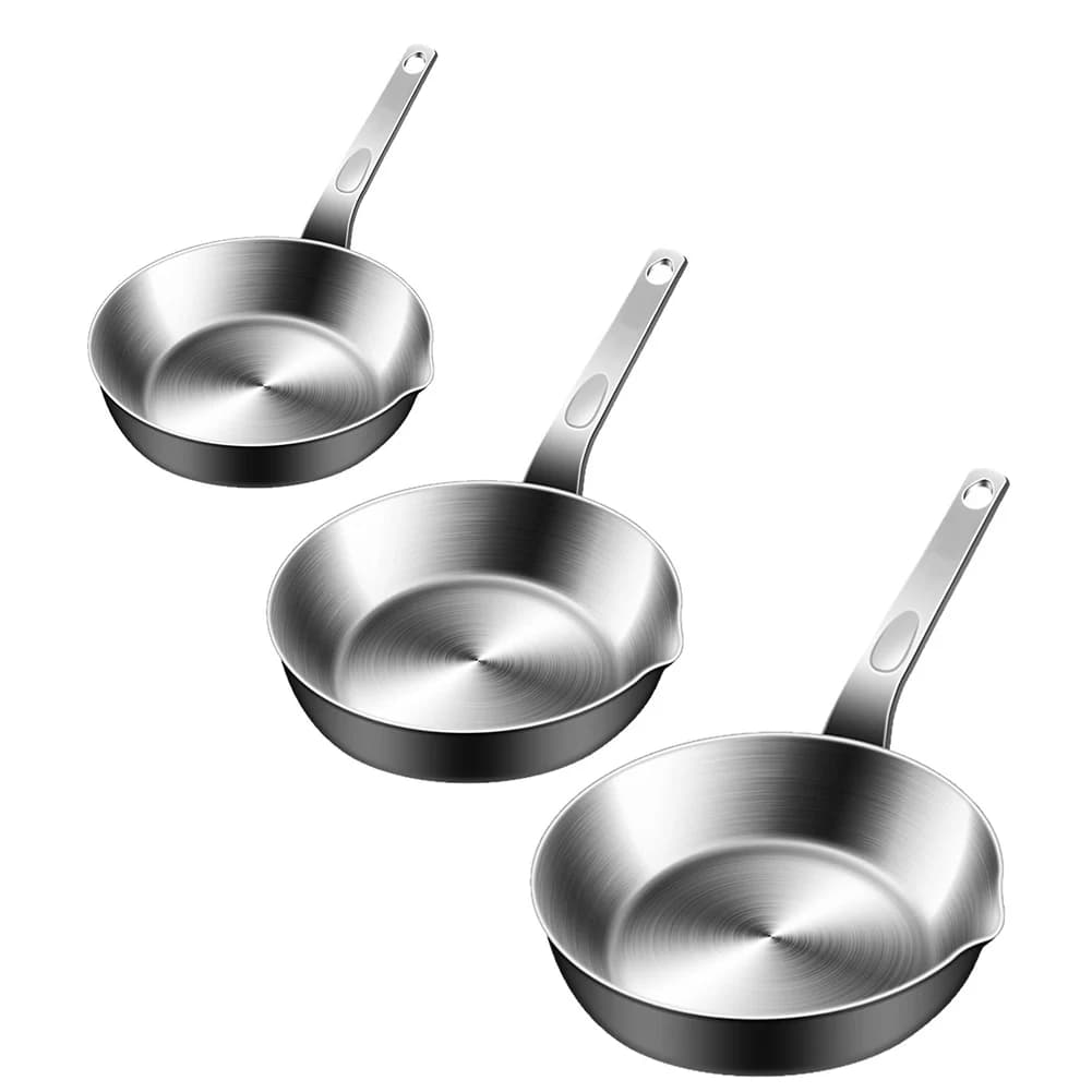 Padella in Acciaio Inox 316 da 20cm, Wok Non Rivestito, Pentola Antiaderente per Cucina Domestica, Padella per Bistecche
