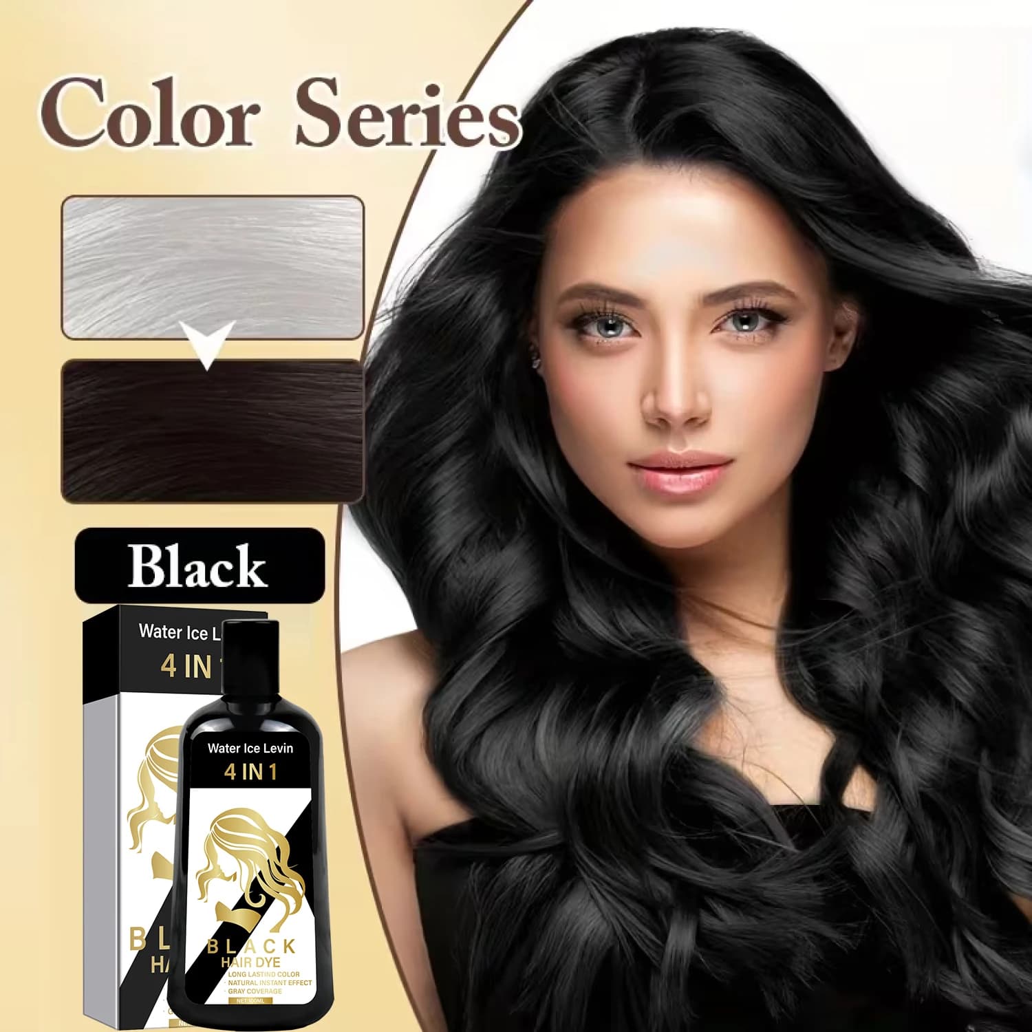 Shampoo for dyeing black hair 4 IN 1 + 1 pack of 100 ml Biotin Collagen Hyaluronic Acid Vitamin C Grey Cover Hair Repair Economic