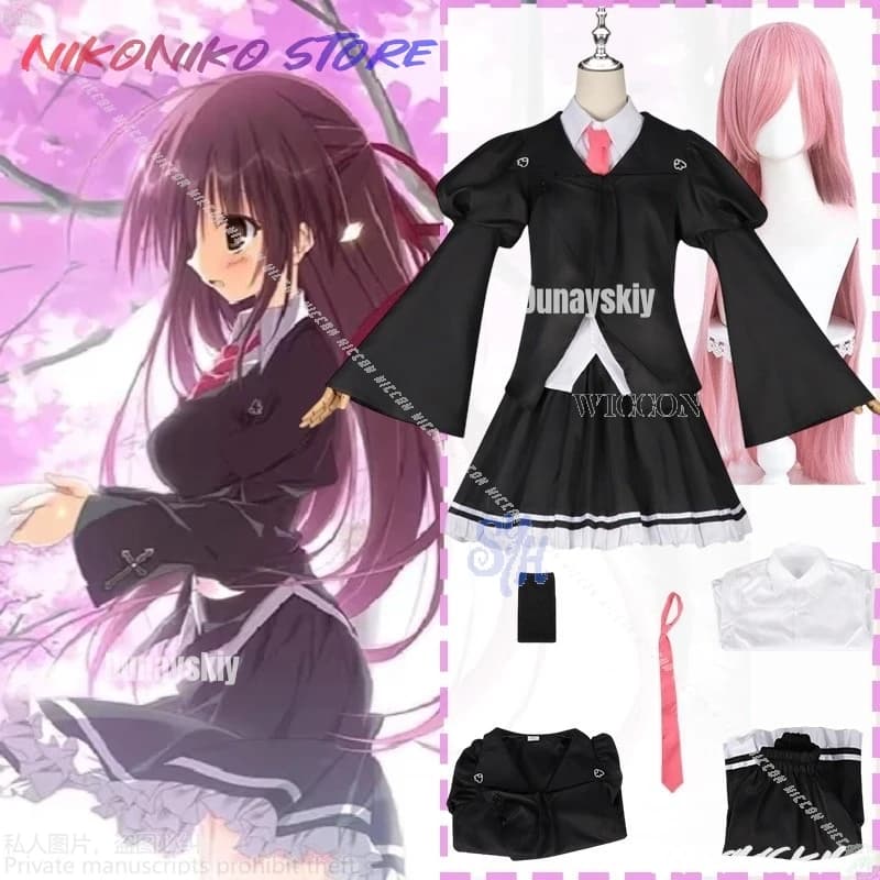 Anime Galgame Sakura No Uta Cosplay Misakura Rin Costume JK Uniforme scolastica Kawaii Mini abito nero Dolce Goth Lolita Halloween