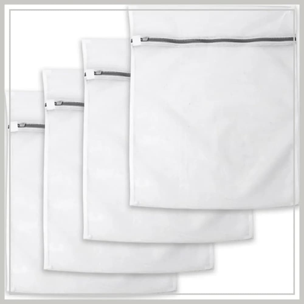 Sacchi per Bucato a Rete Grande 20x23.5 Pollici, Confezione da 4 – Sacchi per Lavaggio con Cerniera Resistenti per Capi Delicati