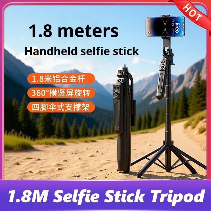 Monopiede treppiede per selfie stick con controllo wireless Bluetooth da 1,8 m per iPhone 17 16 Smartphone GoPro insta360 supporto per fotocamera DSLR