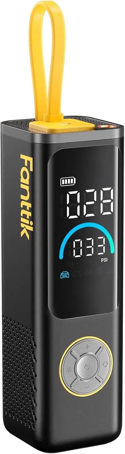 Gonfiatore Rapido per Pneumatici in 35 Secondi, Pompa d'Aria Senza Fili 150PSI con Power Bank e Luce per SUV, Berlina, Moto, Bicicletta, Palloni