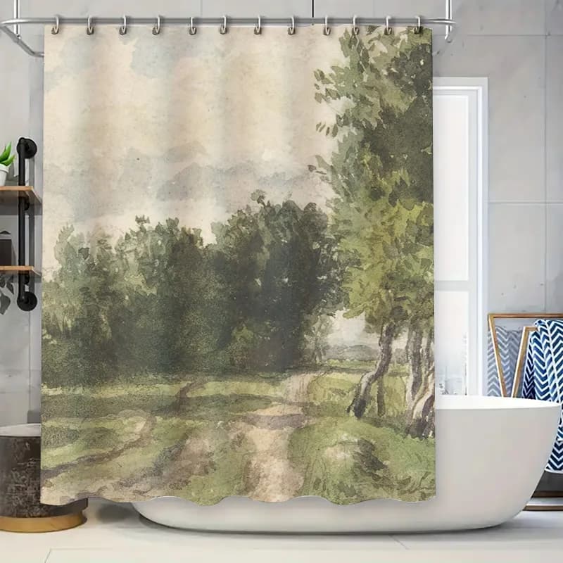 Tenda da doccia floreale acquerello Decorazione da bagno bianca per decorazioni da bagno Accessori per la casa con stampa di fiori rosa viola verde