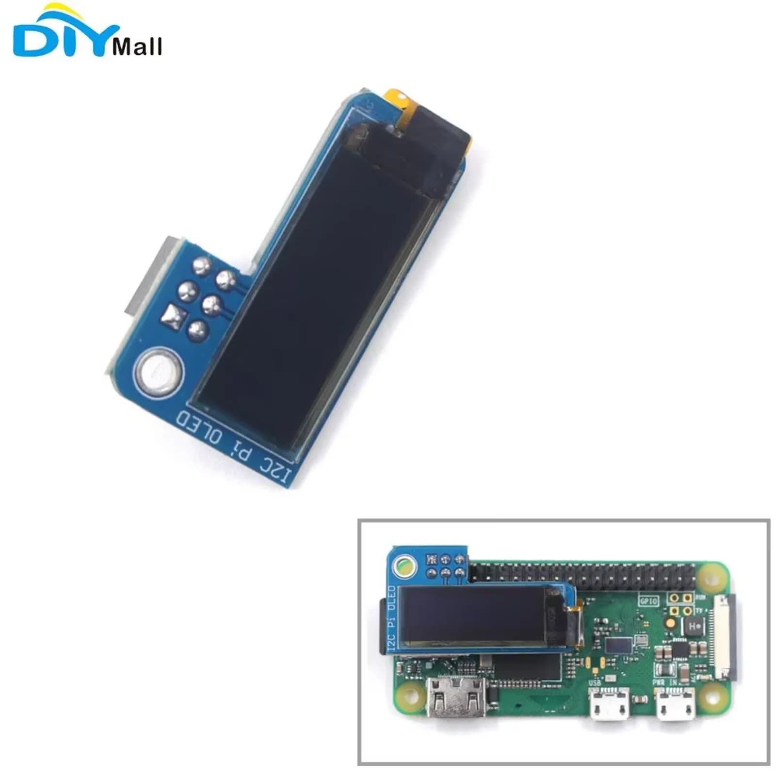 DIYmall Display OLED from 0,91 Poles 128x32 SSD1306 for Raspberry Pi Plug-and-Play, Ideal for Fai-da- Projects ♪