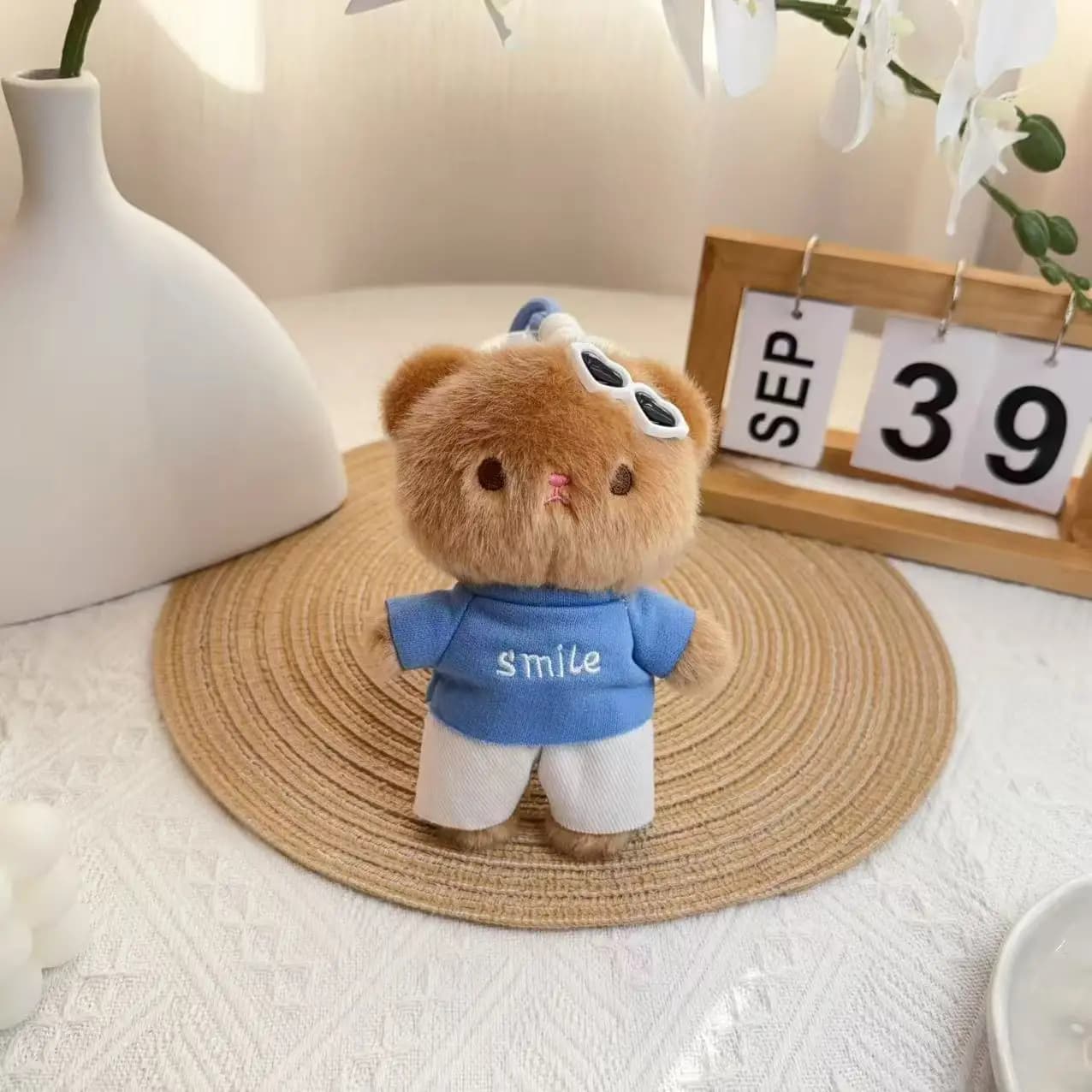 Cute Multicolor Cartoon Bear Keychain Harry Bear Plush Doll Key Ring Pendants PP Cotton Bag Ornament Gifts