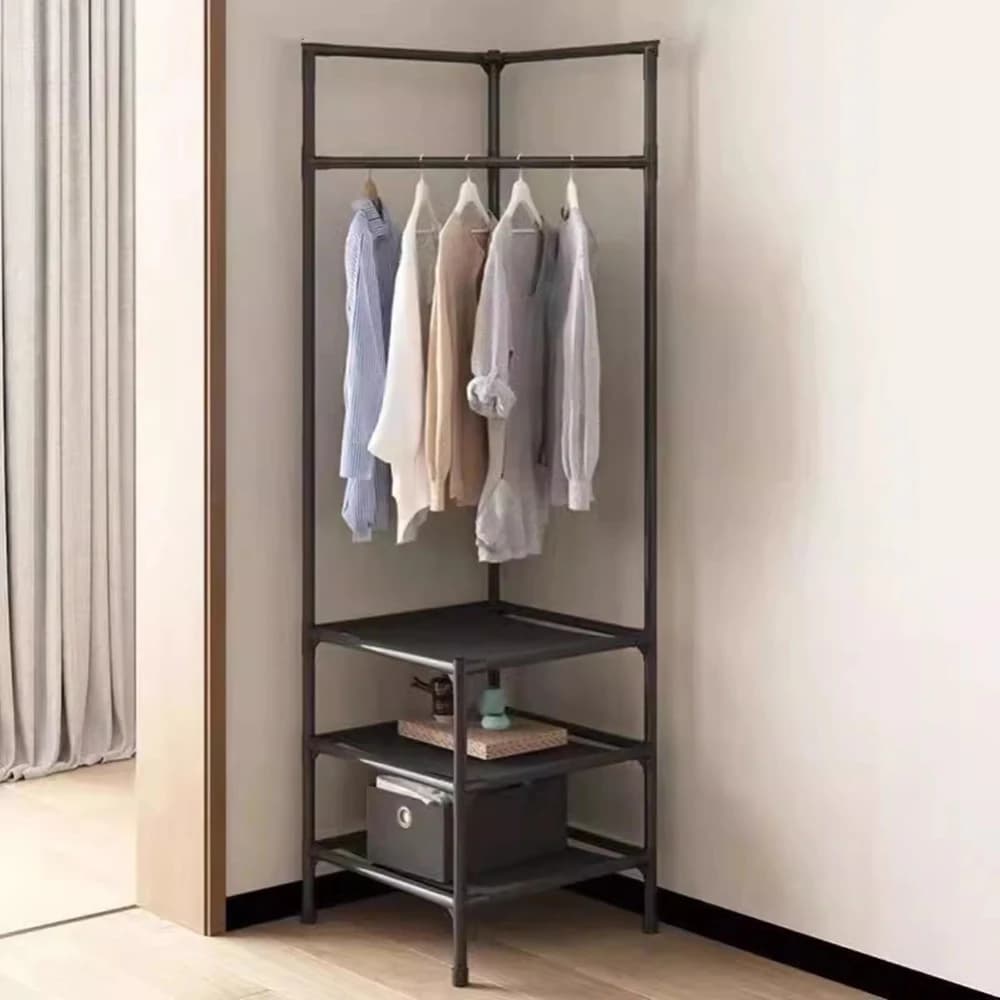 Industrial Corner Dresses with Black Wheels, Unique Space Design, Perfect for Home Furniture, Elegant Dress Door