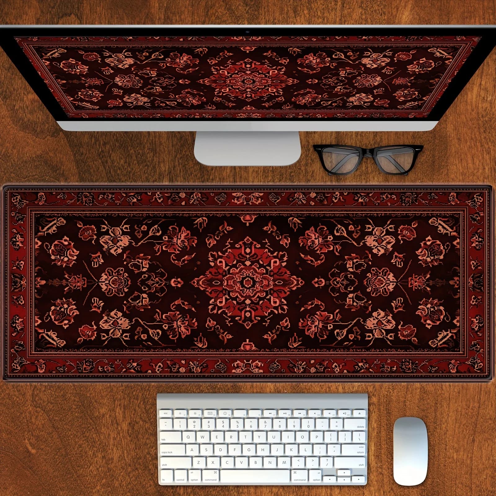 Tappetino per mouse con motivo persiano vintage, tappetino da scrivania, tappetini da gioco, bordo cucito antiscivolo, accessori da scrivania, tappetini per mouse per computer, tapis souris
