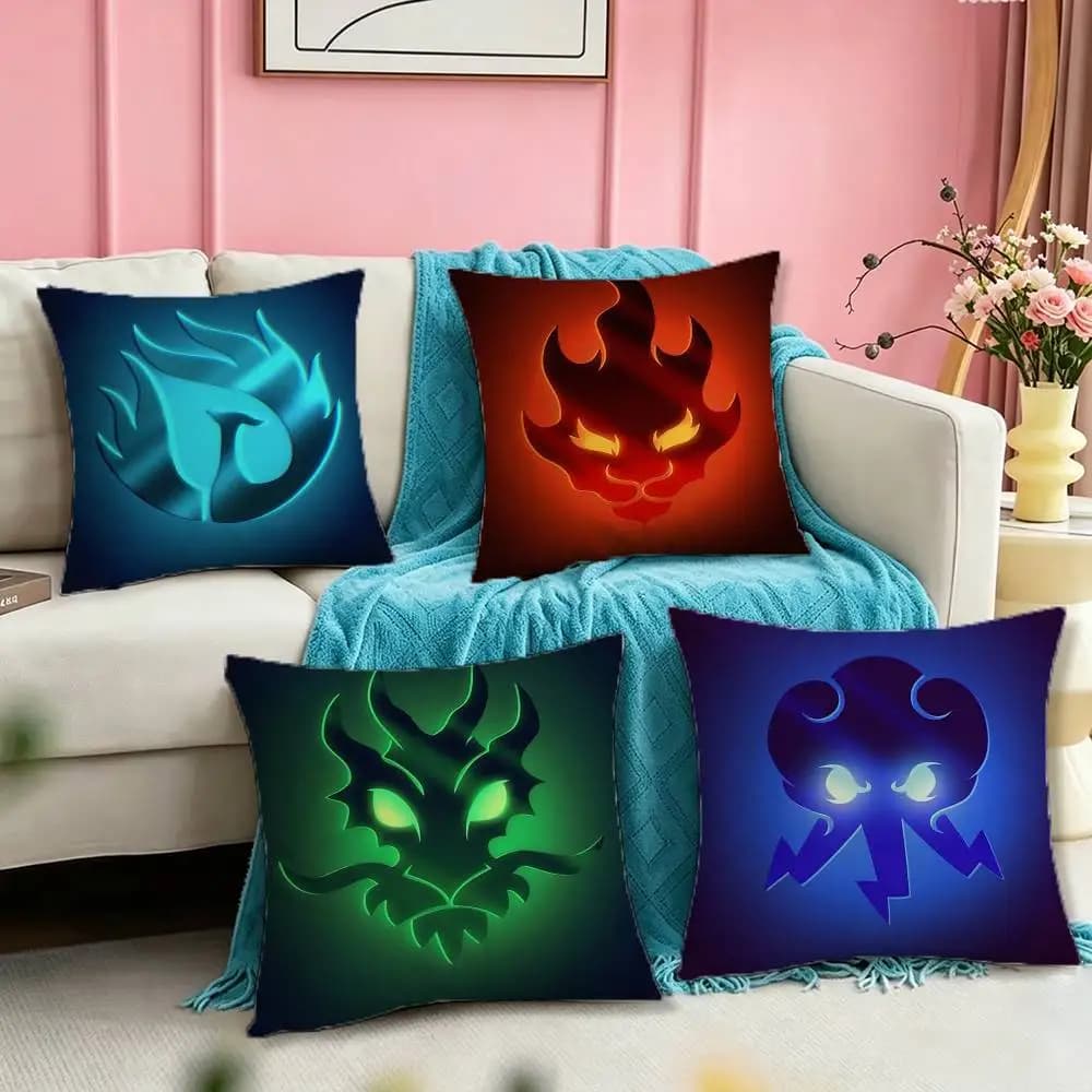 Cartoon N-NinJAGO Cool logo Pillow Case Square Double-Sided Sofa Cushion Cover Bedroom Bedside Pillow