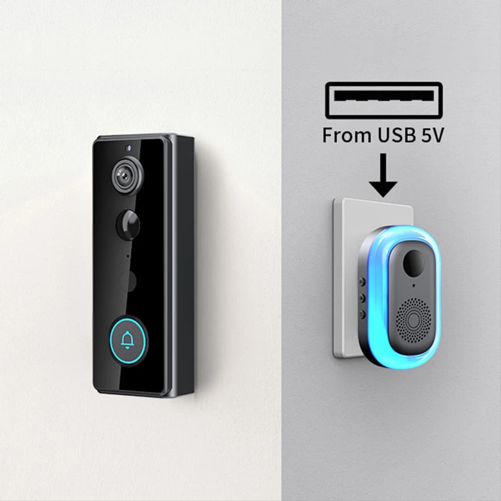Campanello Intelligente Wireless WIFI M18 720P con Videocitofono, Telecamera, Rilevamento Movimento PIR, Visione Notturna, Campanello Tuya per Sicurezza Domestica