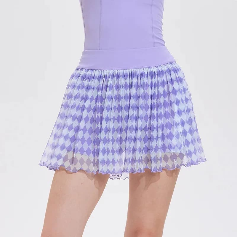 Gonne da tennis a vita alta da donna Gonna sportiva in rete scozzese a contrasto con tasche Gonna da ballo da golf Taglie forti 3XL