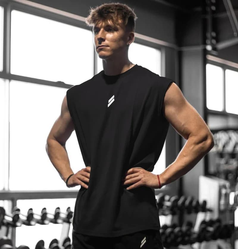 Camiseta deportiva sin mangas para hombre, chaleco de secado rápido, traspirante, ampia, per allenamento, Verano