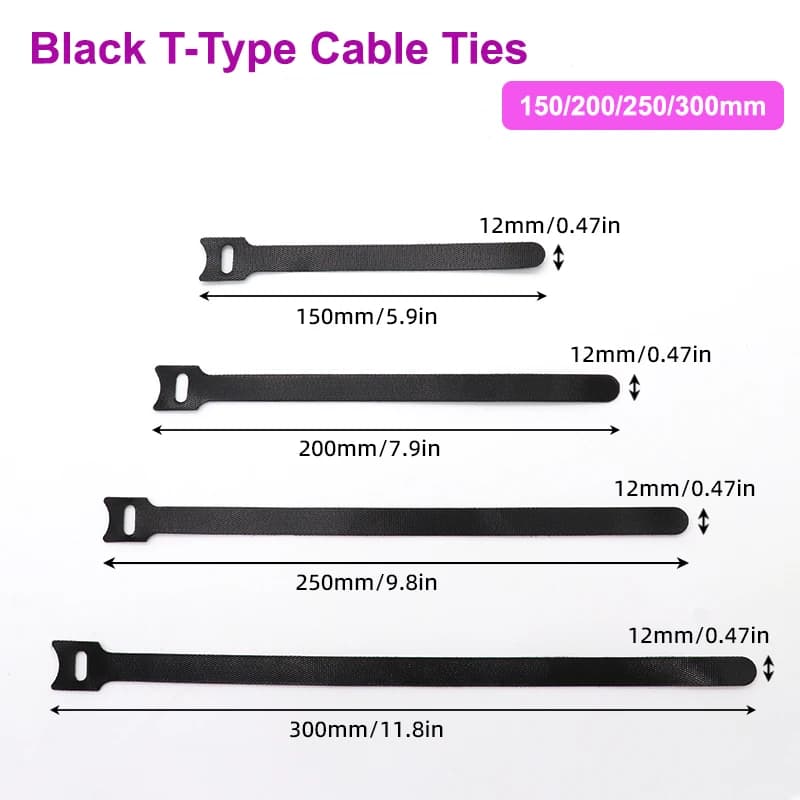 10 ~ 1000 pezzi Fascette per cavi di tipo T nere Plastica rilasciabile Gancio in nylon Loop Wrap Zip Bundle Cinghie di fissaggio Organizzatore di cavi staccabile