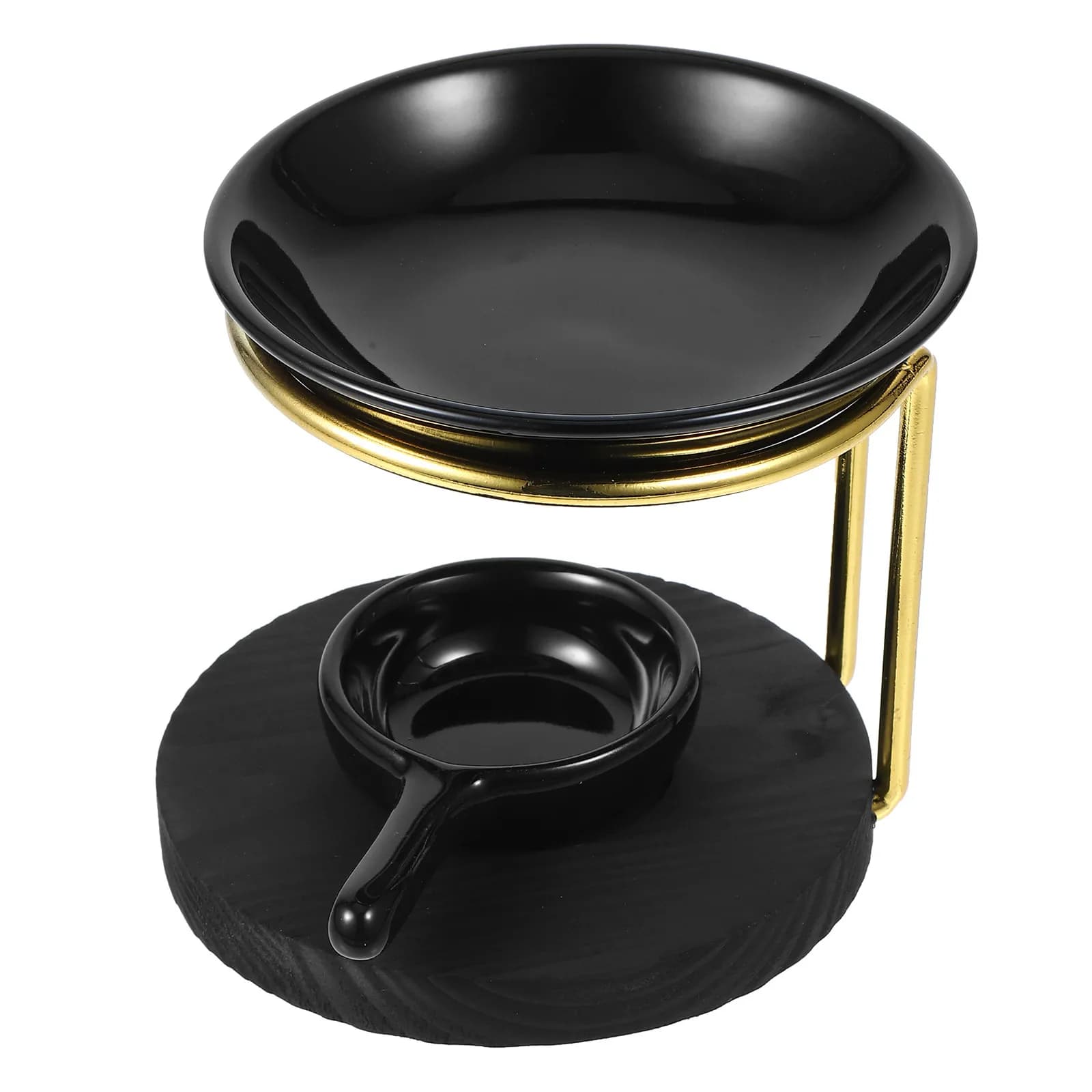 Bruciatore di Oli Essenziali in Ceramica, Portacandele Tealight con Design in Legno, Diffusore di Aromi, Bruciatore per Cera Profumata, Portacandele Tealight in Porcellana