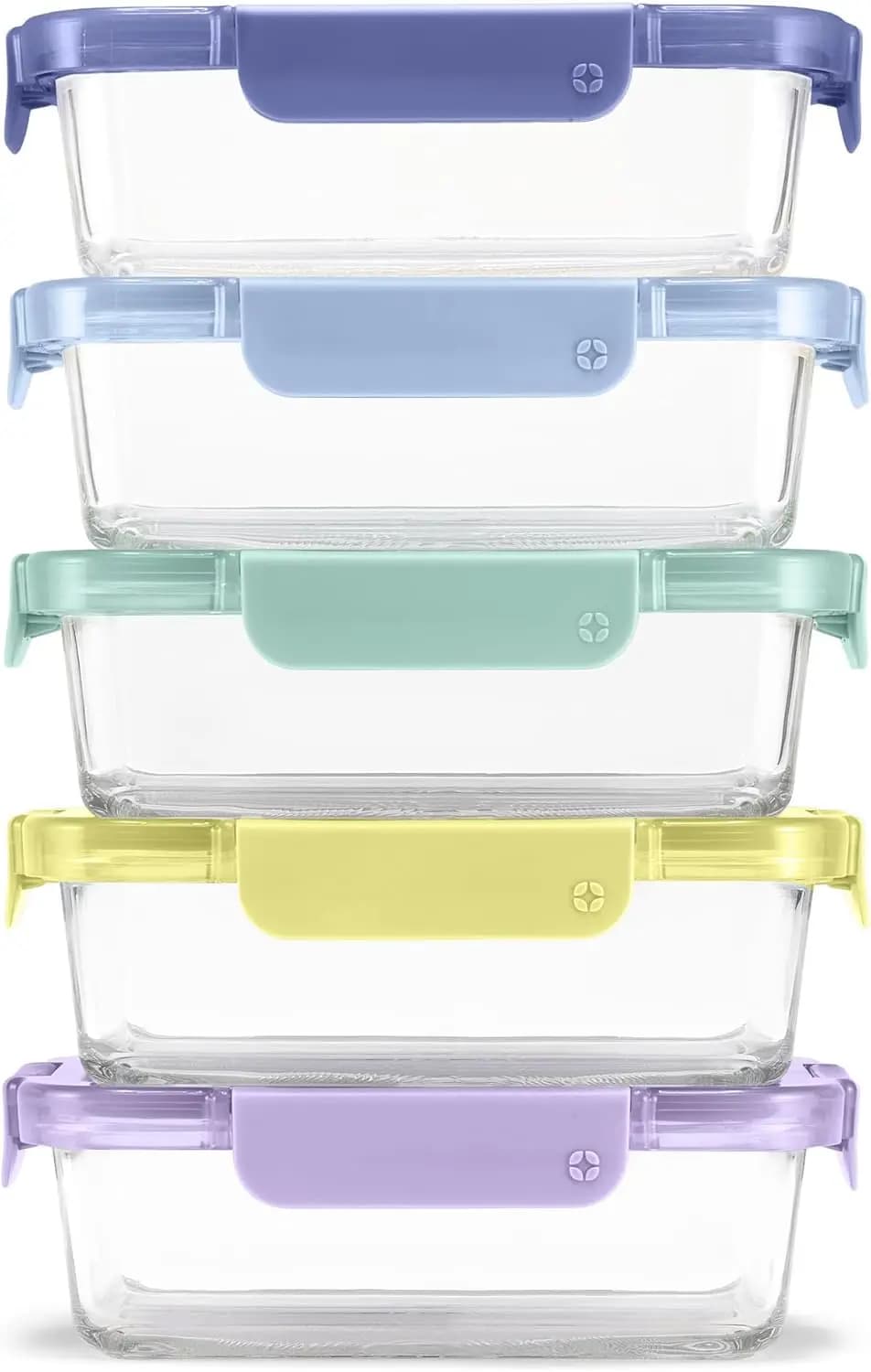 Set di Contenitori in Vetro per Alimenti Color Lock 3.4 Cup, 10 Pezzi, 5 Confezioni, Ermetici e Senza BPA