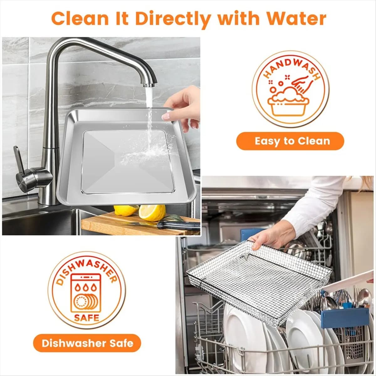 New Stainless Steel Baking Tray Pan and Air Fryer Basket for Air Fryer TOA-060 and TOA-065 and TOA-070