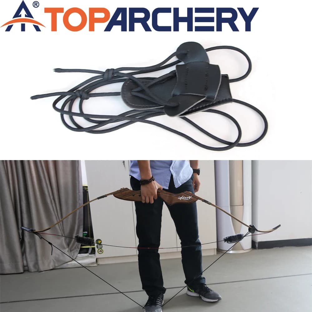1pc Tiro con l'arco Arco Stringer Installa Strumento Corda nera 155 cm per Arco ricurvo/arco lungo Stringa Installazione Corda ausiliaria Accessori
