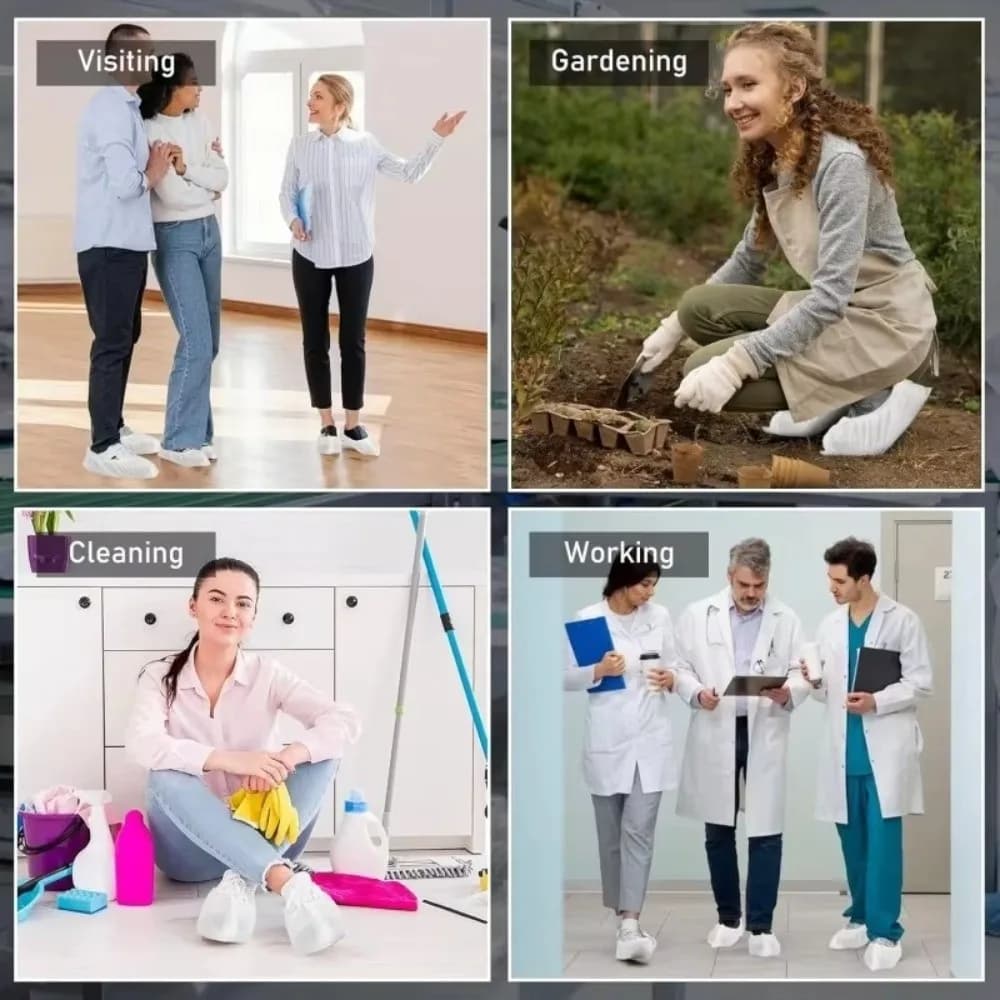 Copriscarpe Monouso Resistenti all'Usura in Tessuto Non Tessuto, Impermeabili, Antipolvere, Riutilizzabili, Antiscivolo, Protezioni per Stivali