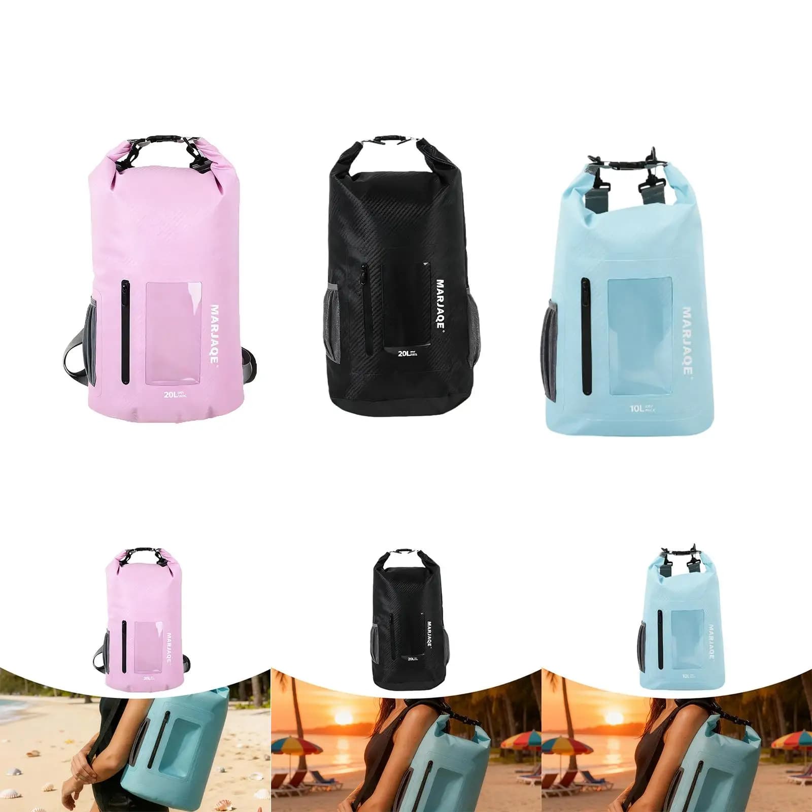 Borsa asciutta Organizzatore leggero Zaino impermeabile resistente all'acqua ad ampia apertura per bambini, kayak, nuoto, rafting, campeggio