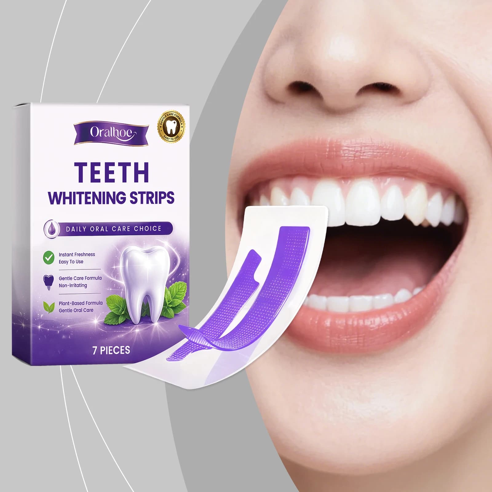 Purple Teeth Whitening Strips Gentle Cleaning And Whitening Strips Freshen Breath Portable For Daily Oral Hygiene Care