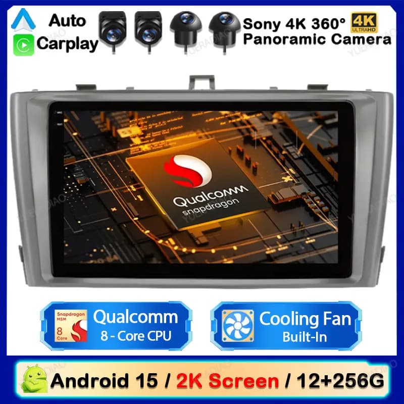 Android 15 Autoradio Per Toyota Avensis T27 2009 - 2015 Multimedia Viedo Player Wireless Carplay Auto 4G WIFI GPS NAVI QLED 2DIN