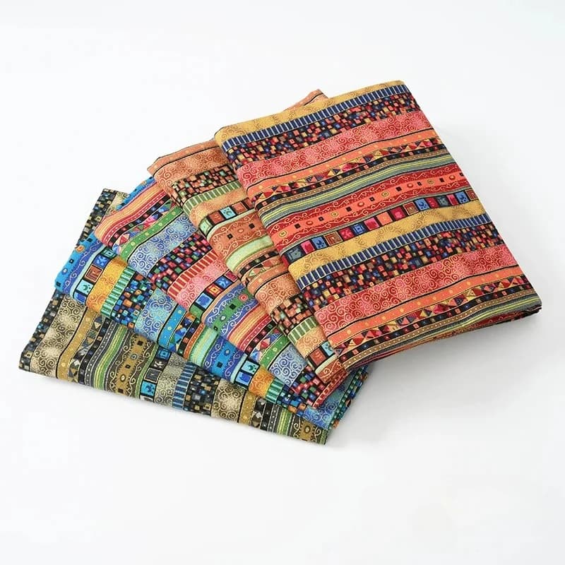 Natural Organic Cotton Linen Yarn Dyed Printed Fabric for Tablecloths Curtains Bags Stripes Fabrics By Meter Diy Sewiing Cloth