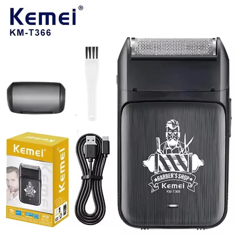 Kemei KM-T366 Electric Razor in Single Lamina, Wireless Travel Razor for Face, Head, Barba and Collo, Man Sawing Machine