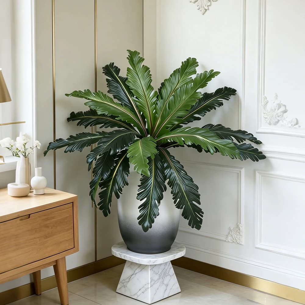 Foglie Artificiali di Palma Persiana Tropicale 45-50cm, Piante Finte in Plastica, Foglie di Palma, Erba Finta per Decorazione Casa e Giardino