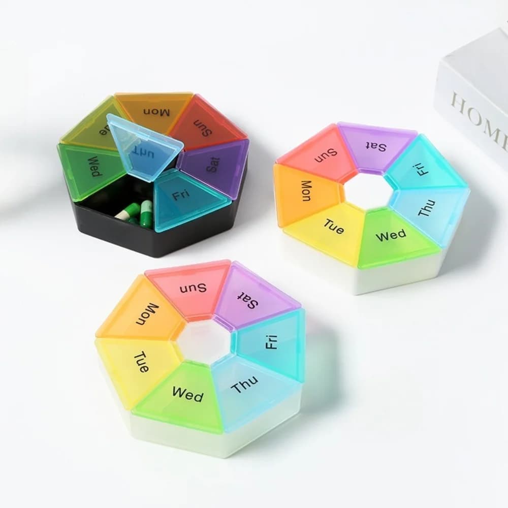 New Hot Portable Weekly Mini 7 Day 7 Grids Colorful Petal Pill Box Cases Organizer PP Food Grade for Vitamin Medicine Fish Oils