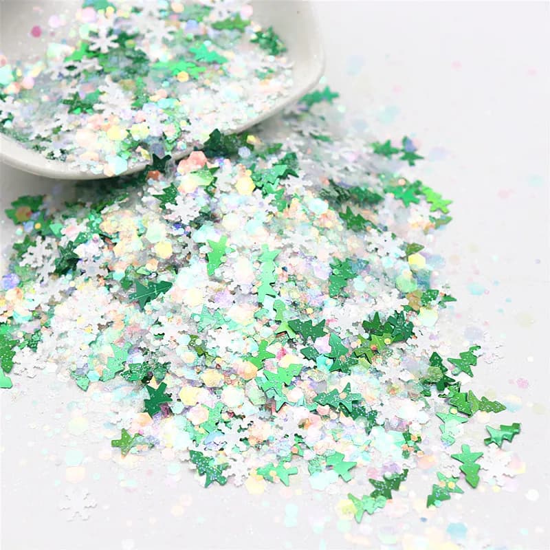 Paillettes miste natalizie 1-10mm Manicure fiocco di neve ultrasottile paillettes albero di natale Patch per gioielli per unghie fai da te 10-20g