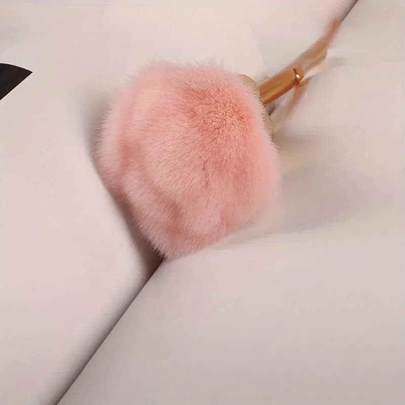 Pennello per trucco in polvere sciolta a forma di rosa rosa da 1 pezzo | Strumento per la bellezza del viso a doppio uso e pennello per spolverare nail art | Creazione di fondotinta e toelettatura
