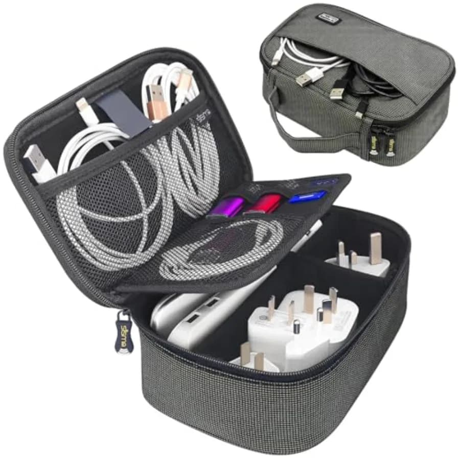 Travel Electronics Organizer Small Carrying Case for Cables Phone Chargers USB Plugs Power Cords Earbuds Adapter Tech Accessori