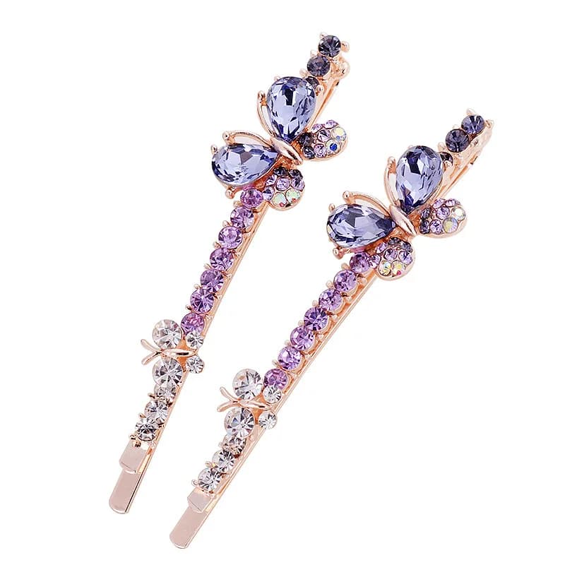 1 Pair Crystal Rhinestone Bobby Pins for Women Girls Hair Clips Snap Barrette Stick Hairpin Bangs Clips Hair Styling Accessories
