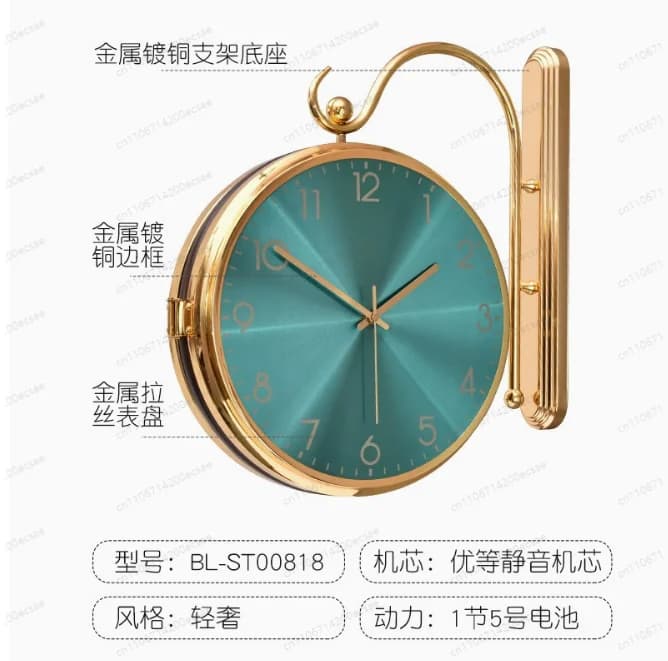 Orologio da Parete di Lusso a Doppia Faccia con Design Creativo, Pendolo Artistico, Stile Moderno, Arredamento per Soggiorno, Decorazione per la Casa
