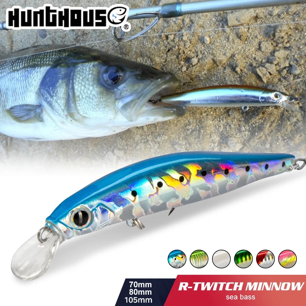 Hunthouse Artista Minnow Richiamo di Pesca 70mm/80mm/105mm Affondamento Esca Dura Wobbler Swimbait Acqua Salata Per Spigola Affrontare