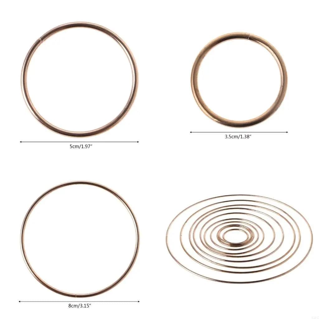 Round Dreamcatch Circle Gold Color Round Wire Wreath Making for Independence Day Flower Making Supply X3UC