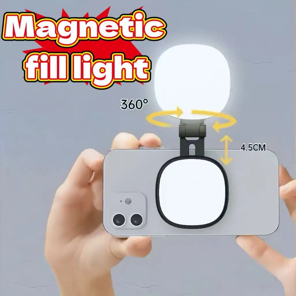 Luce selfie magnetica per iPhone con 360 ° Luce di riempimento ad anello LED e specchio perfetti per selfie Compatibile con Vlog MagSafe