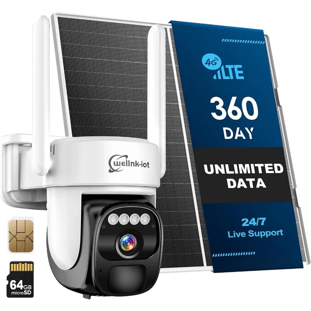 Telecamera di sicurezza cellulare 4G lte wireless esterna con dati SIM illimitati di 360 giorni, nessuna telecamera di sicurezza wifi ad energia solare, telecomando