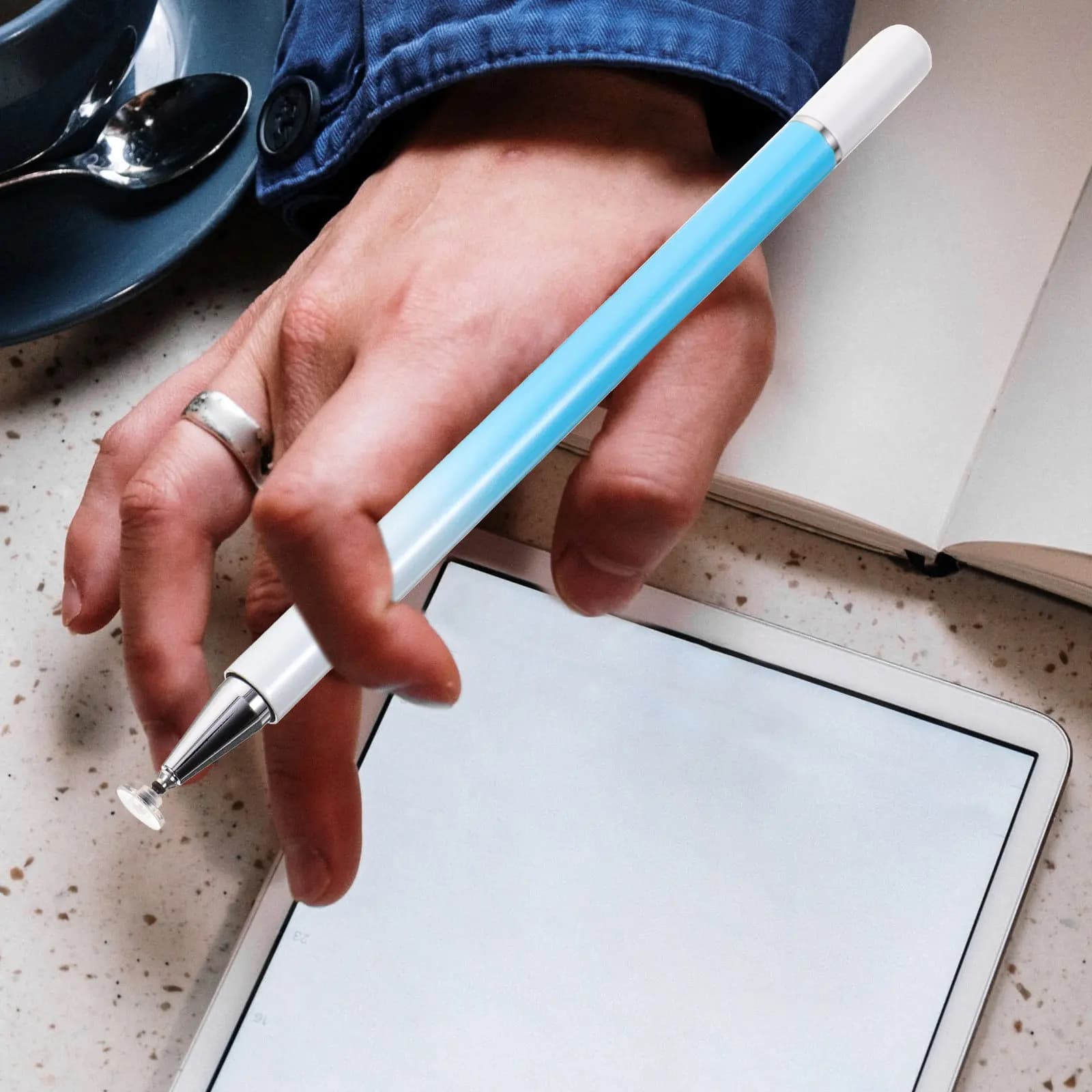 Penna Stilo Capacitiva Universale in Metallo Premium, Ideale per Smartphone e Tablet, per Disegno e Scrittura di Precisione