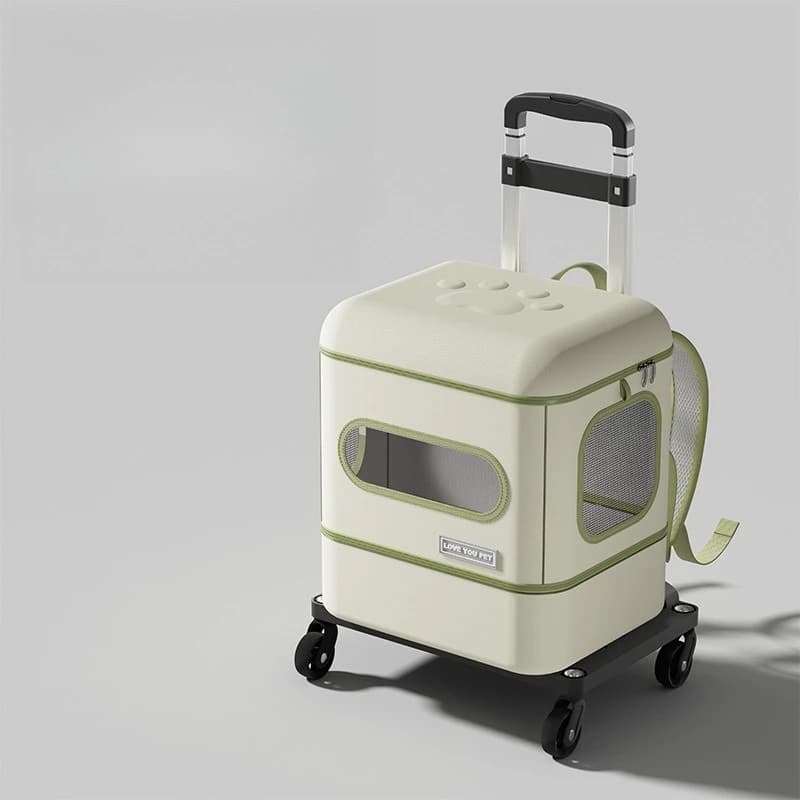 Zaino Portatile per Gatti in Tessuto con Lettiera Integrata, Borsa da Viaggio Pieghevole 2-in-1 per Gatti